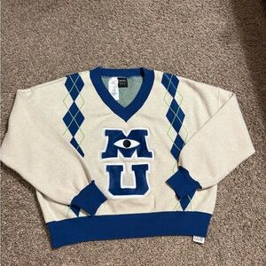 Disney Monsters university Blue and Cream V-Neck Sweater